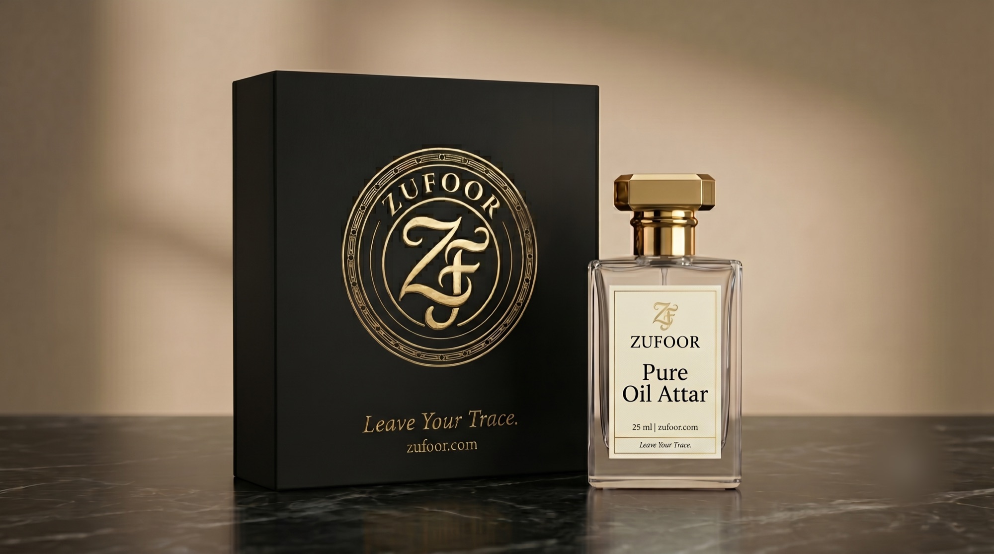 Zufoor pure oil attar, box and bottle